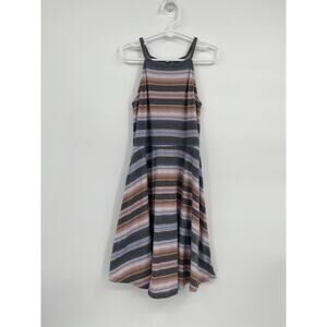 art class sleeveless tank long dress fit & flare stripe gray S 6/6x